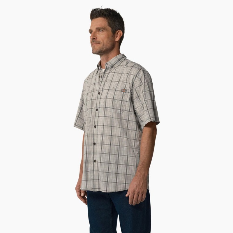 Grey Men's Dickies Short Sleeve Woven Shirt | FDN304968