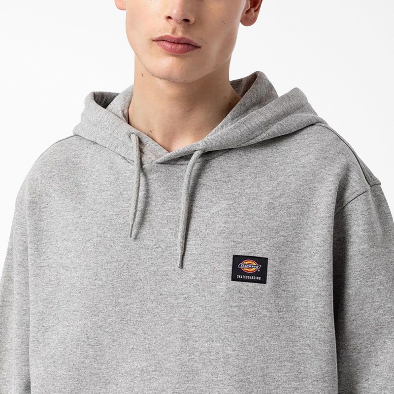 Grey Men's Dickies Skateboarding Chest Logo Hoodie | LCK752930