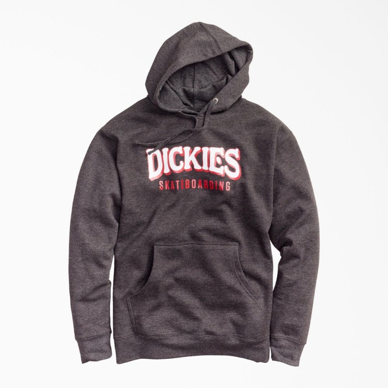 Grey Men\'s Dickies Skateboarding Fleece Hoodie | ALW854632