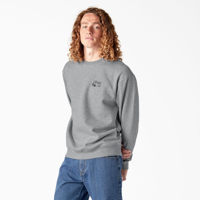 Grey Men's Dickies Skateboarding Pool Drainage Graphic Sweatshirt | GHY315268