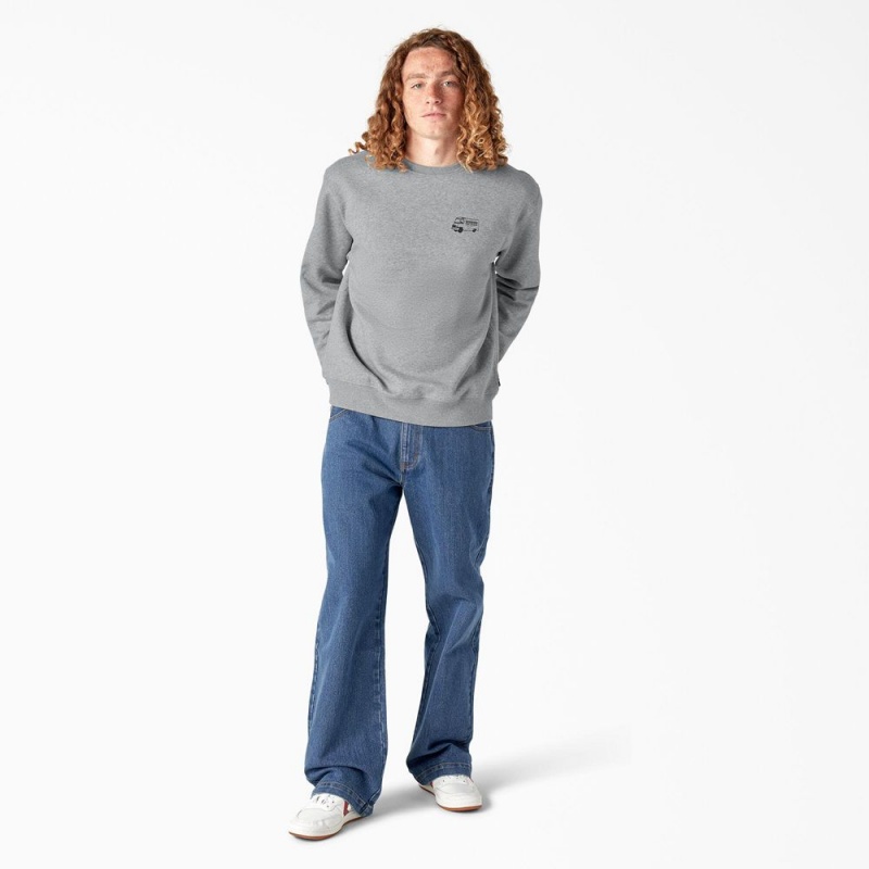 Grey Men's Dickies Skateboarding Pool Drainage Graphic Sweatshirt | GHY315268