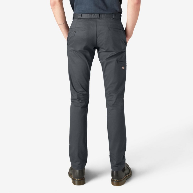 Grey Men's Dickies Skinny Fit Double Knee Work Pants | YHG640539