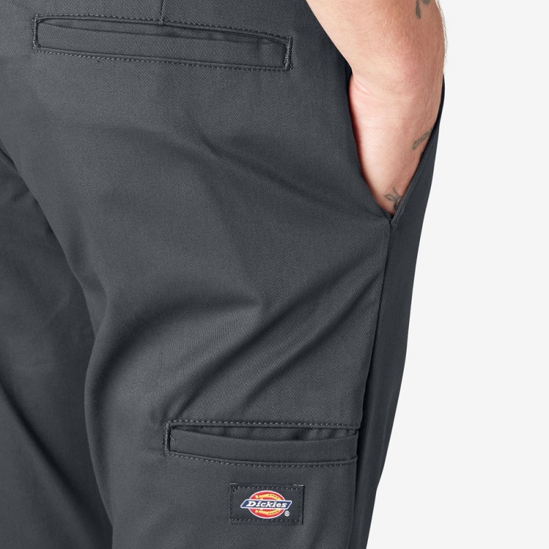 Grey Men's Dickies Skinny Fit Double Knee Work Pants | YHG640539