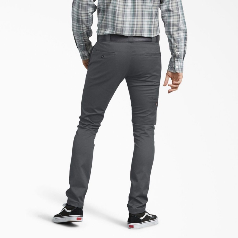 Grey Men's Dickies Skinny Fit Work Pants | GYA096371