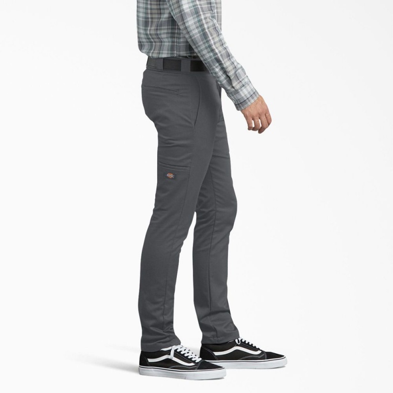 Grey Men's Dickies Skinny Fit Work Pants | GYA096371