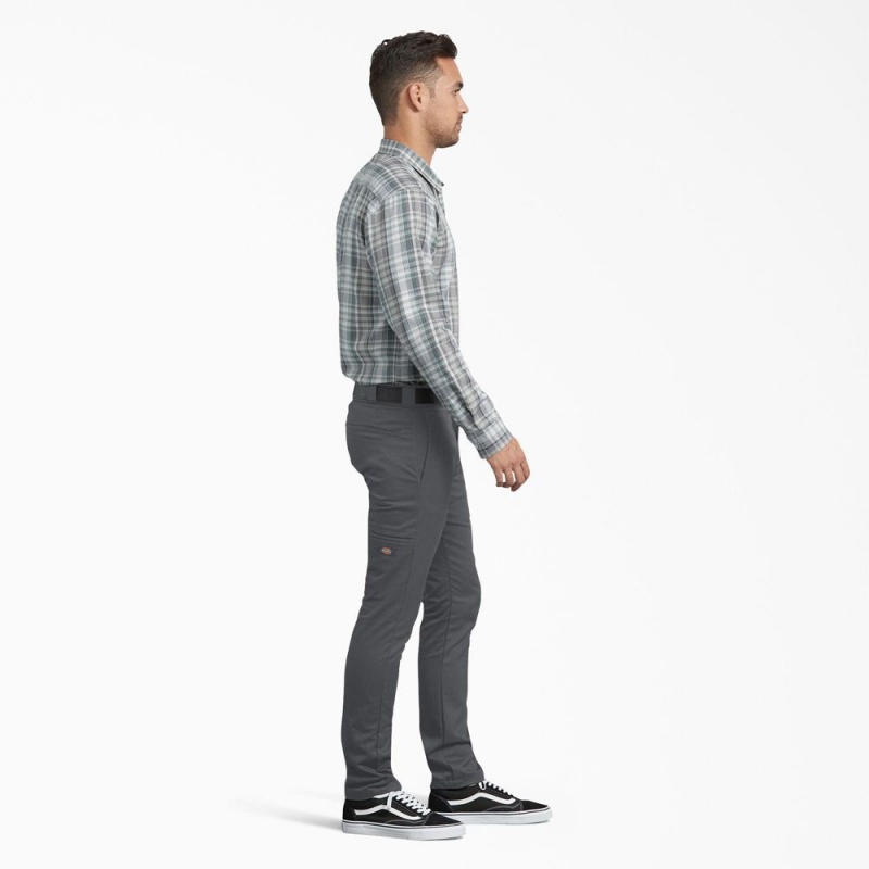 Grey Men's Dickies Skinny Fit Work Pants | GYA096371