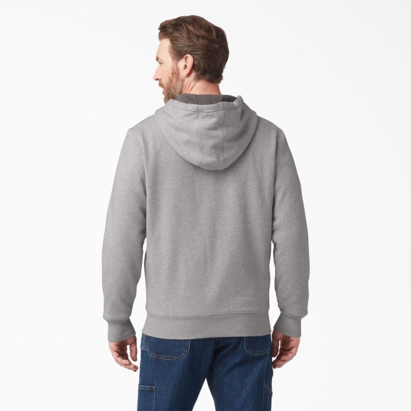 Grey Men's Dickies Thermal Lined Full-Zip Fleece Hoodie | MNO231894