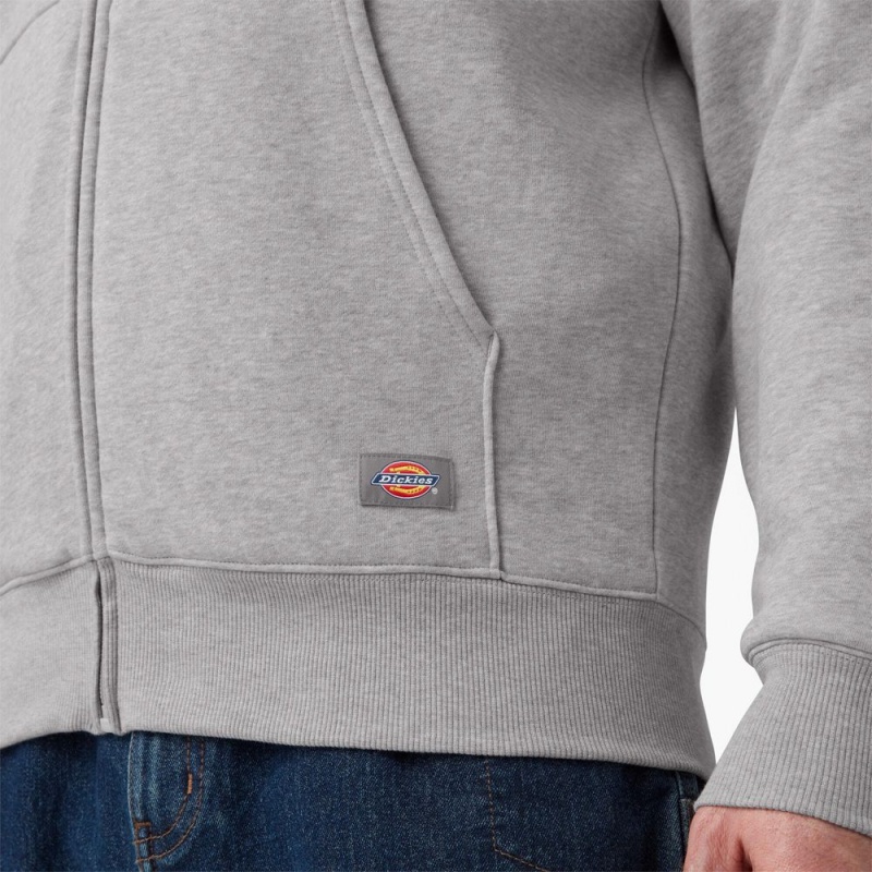 Grey Men's Dickies Thermal Lined Full-Zip Fleece Hoodie | MNO231894