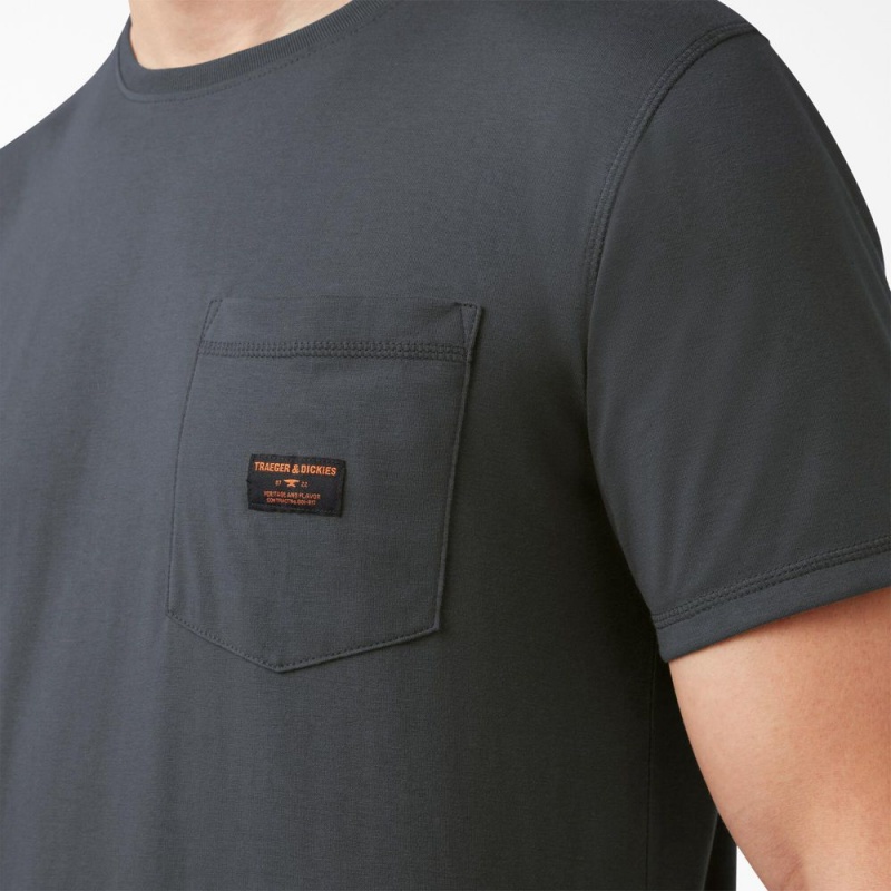 Grey Men's Dickies Traeger x Pocket T-Shirt | ZGE461520