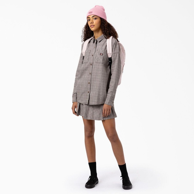 Grey Women's Dickies Bakerhill Oversized Shirt | QRB240169