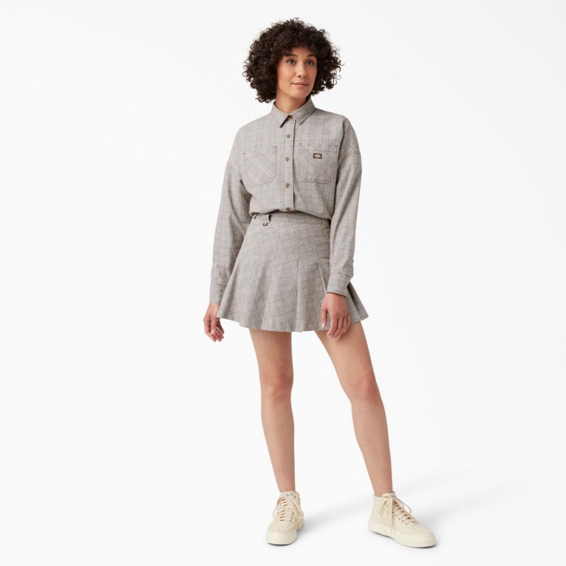 Grey Women's Dickies Bakerhill Oversized Shirt | QRB240169