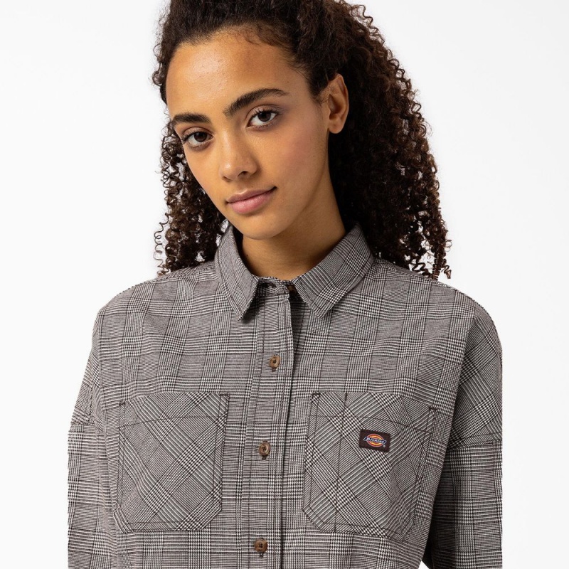 Grey Women's Dickies Bakerhill Oversized Shirt | QRB240169