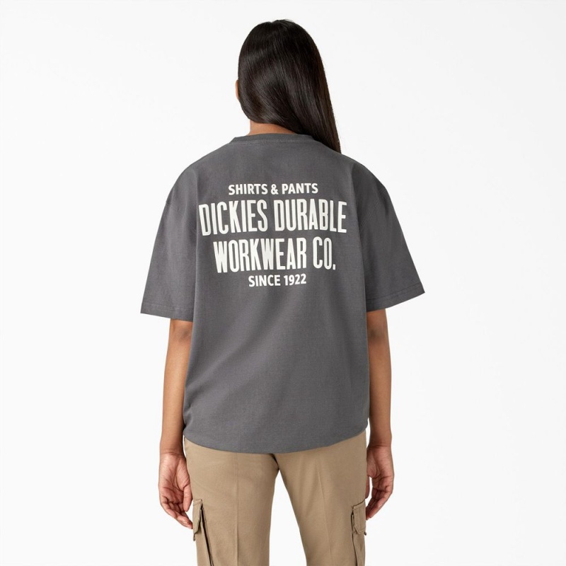 Grey Women's Dickies Built to Last Heavyweight T-Shirt | OMQ519437