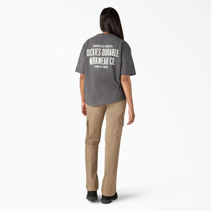 Grey Women's Dickies Built to Last Heavyweight T-Shirt | OMQ519437