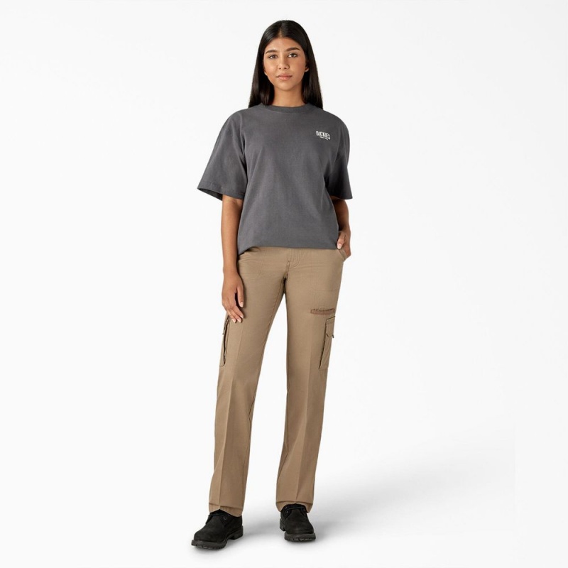 Grey Women's Dickies Built to Last Heavyweight T-Shirt | OMQ519437