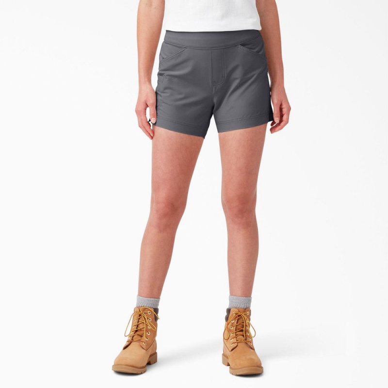 Grey Women\'s Dickies Cooling Relaxed Fit Pull-On Shorts | KOH296457