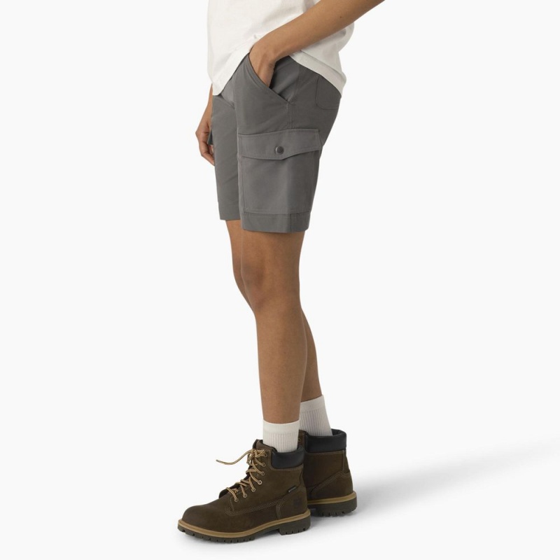 Grey Women's Dickies Cooling Slim Fit Cargo Shorts | FOQ495173