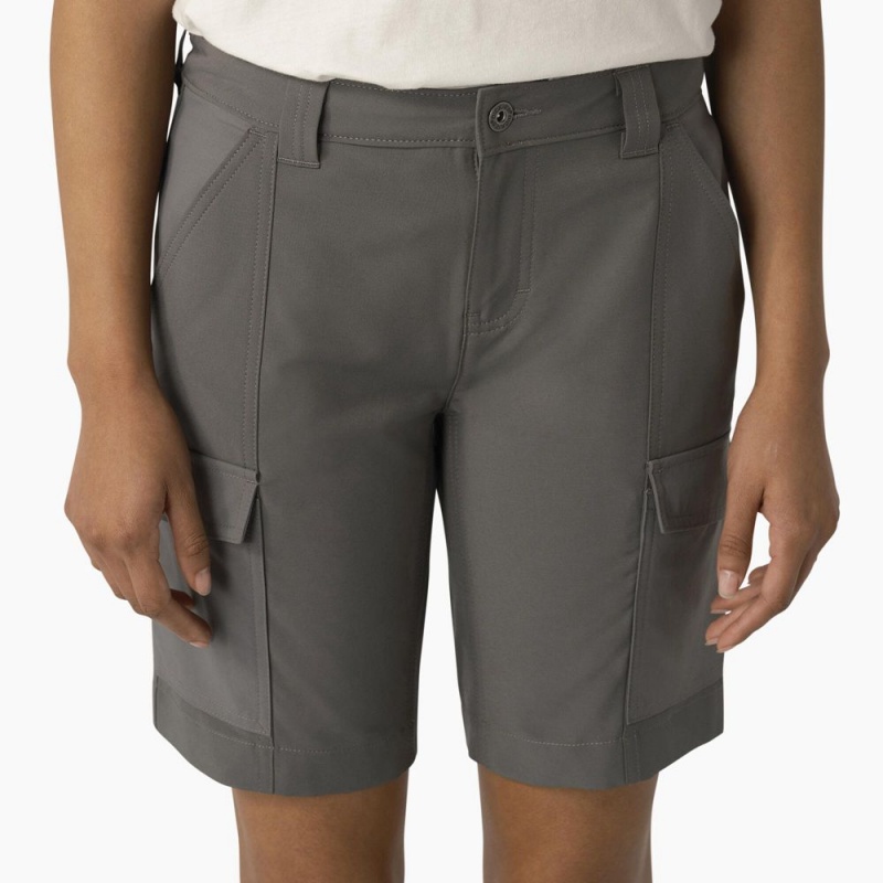 Grey Women's Dickies Cooling Slim Fit Cargo Shorts | FOQ495173