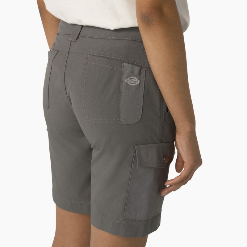 Grey Women's Dickies Cooling Slim Fit Cargo Shorts | FOQ495173