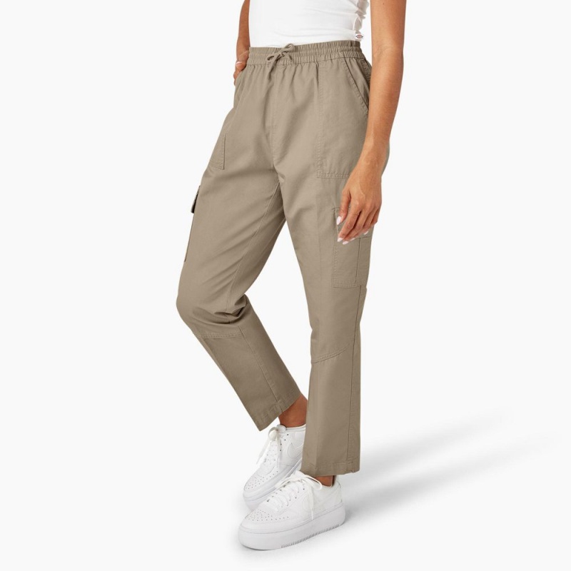 Grey Women's Dickies Drawstring Cargo Pants | PFD412985