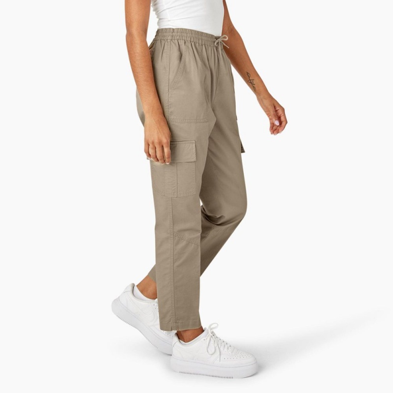 Grey Women's Dickies Drawstring Cargo Pants | PFD412985