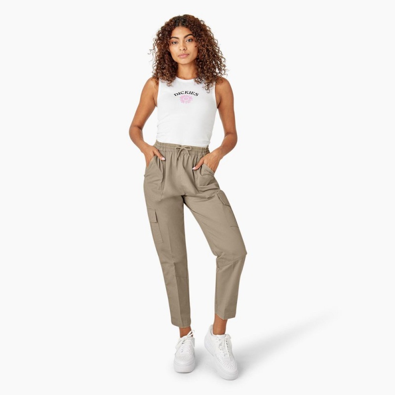 Grey Women's Dickies Drawstring Cargo Pants | PFD412985