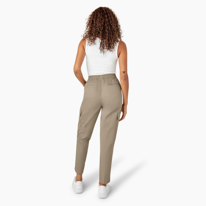 Grey Women's Dickies Drawstring Cargo Pants | PFD412985