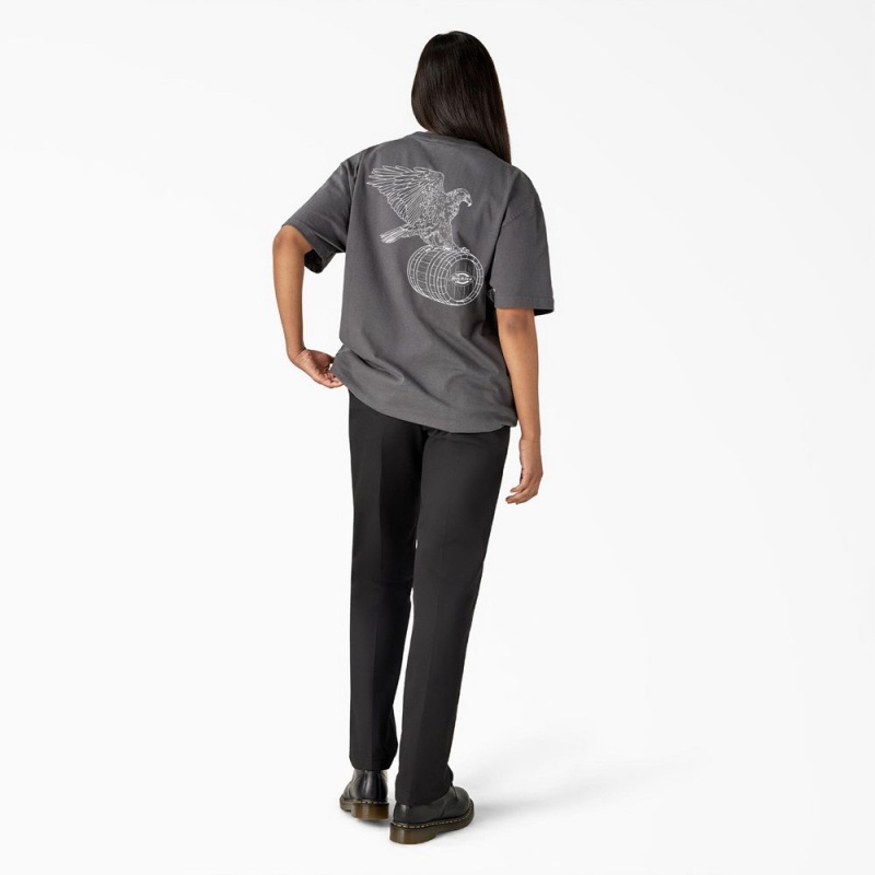 Grey Women's Dickies Eagle Barrel Heavyweight T-Shirt | KZU172439