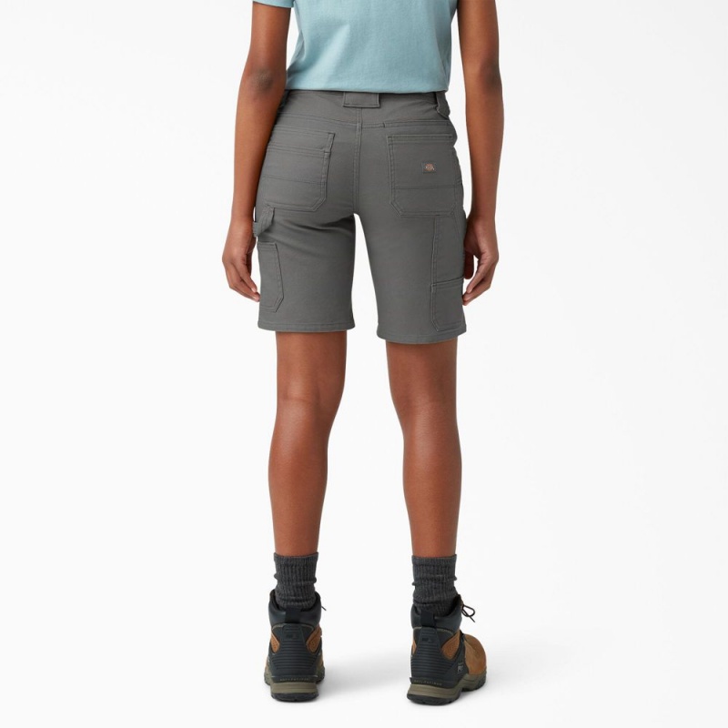 Grey Women's Dickies FLEX DuraTech Straight Fit Shorts | CFQ507964