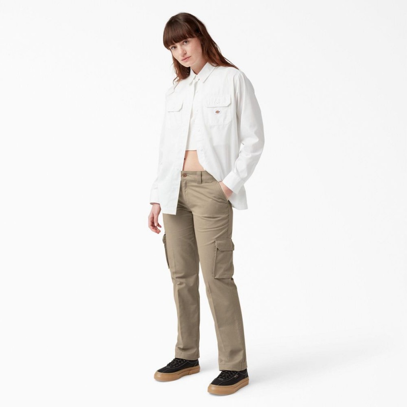 Grey Women's Dickies FLEX Relaxed Fit Cargo Pants | XJI586731