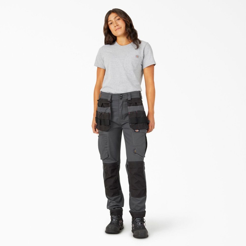 Grey Women's Dickies FLEX Relaxed Fit Work Pants | NMQ765413