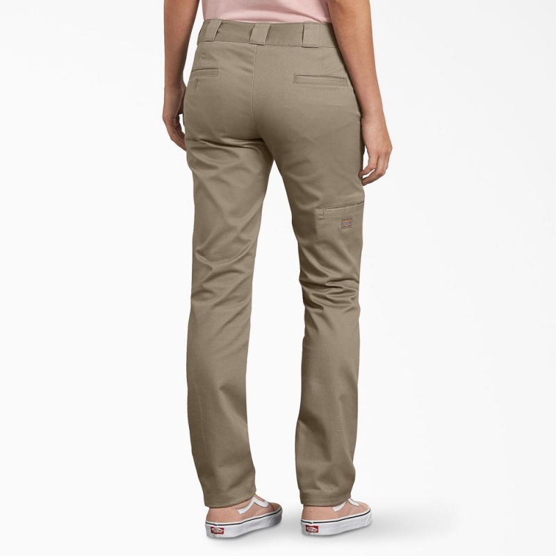 Grey Women's Dickies FLEX Slim Fit Double Knee Pants | ECR563984