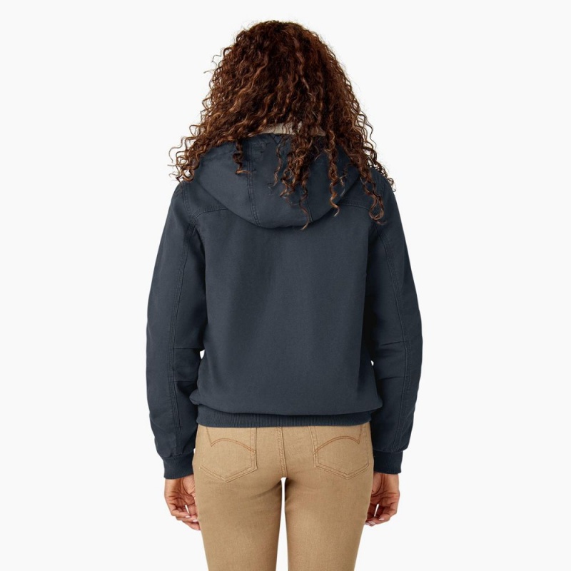 Grey Women's Dickies Fleece Lined Duck Canvas Jacket | TRA879361