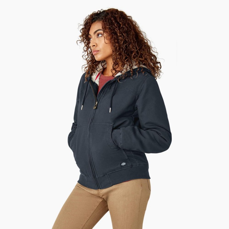 Grey Women's Dickies Fleece Lined Duck Canvas Jacket | TRA879361