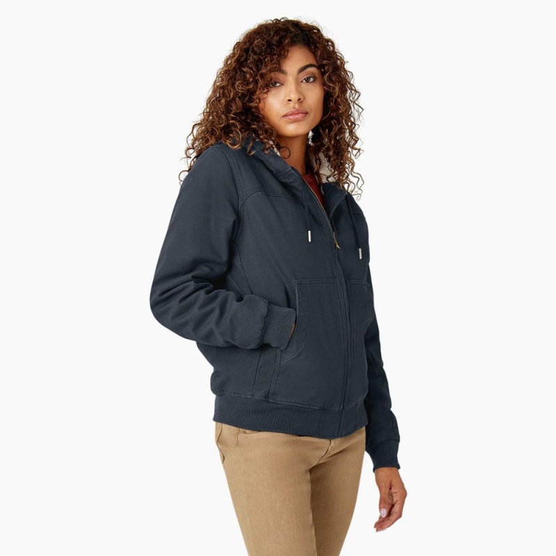 Grey Women's Dickies Fleece Lined Duck Canvas Jacket | TRA879361