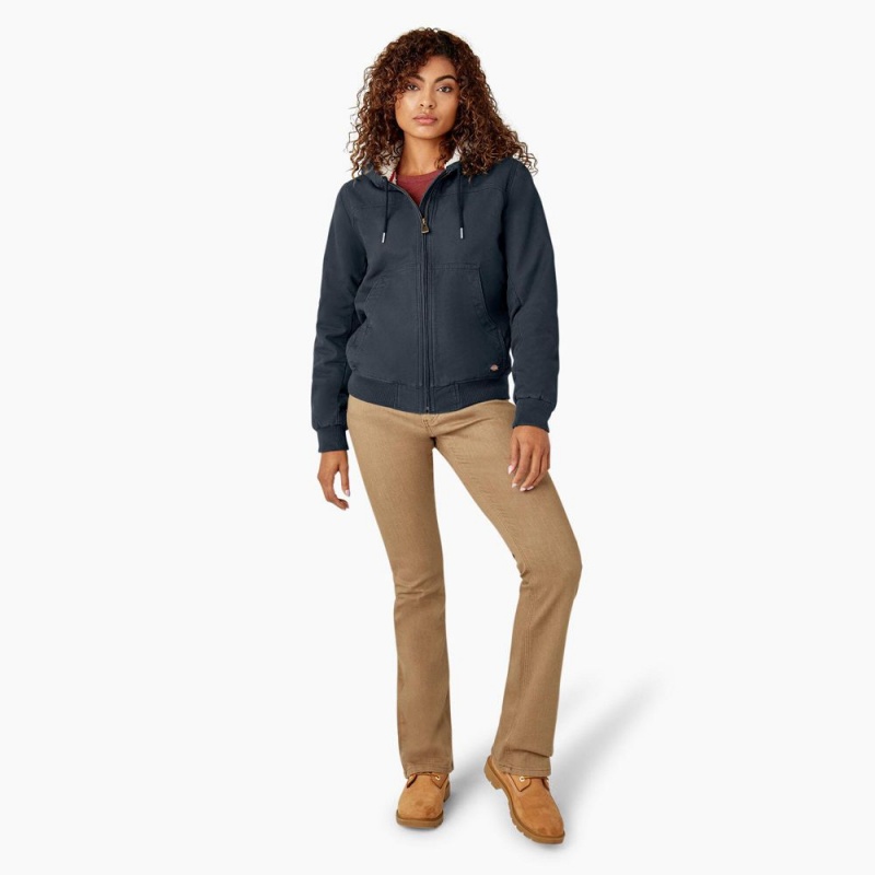 Grey Women's Dickies Fleece Lined Duck Canvas Jacket | TRA879361