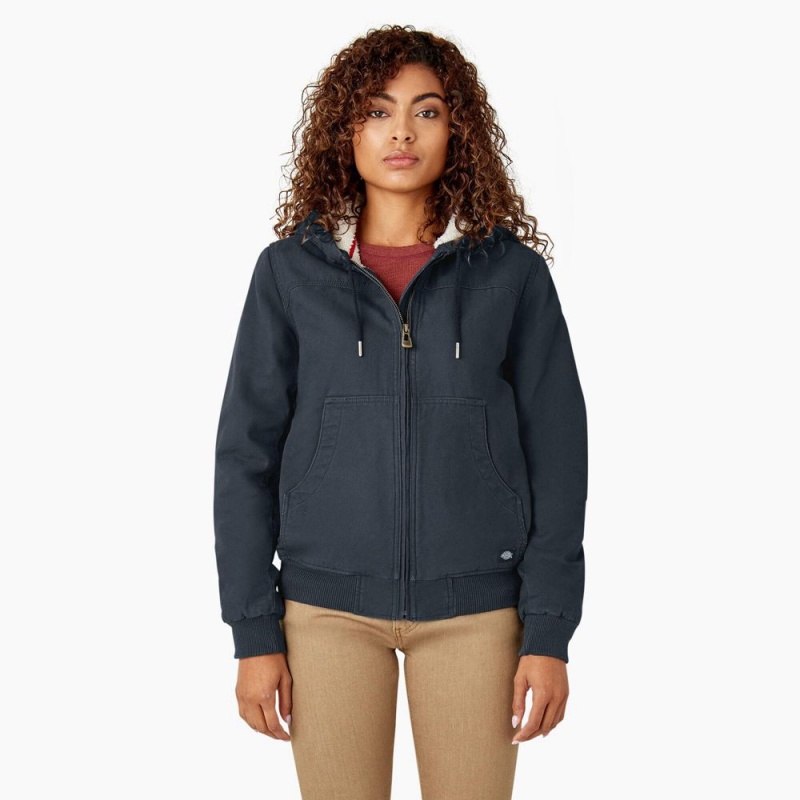 Grey Women\'s Dickies Fleece Lined Duck Canvas Jacket | TRA879361