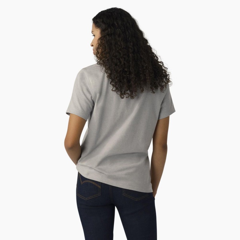 Grey Women's Dickies Heavyweight Logo T-Shirt | GSK216508