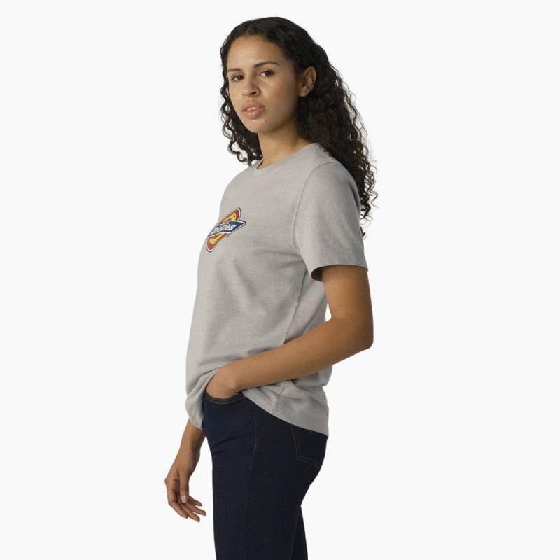 Grey Women's Dickies Heavyweight Logo T-Shirt | GSK216508