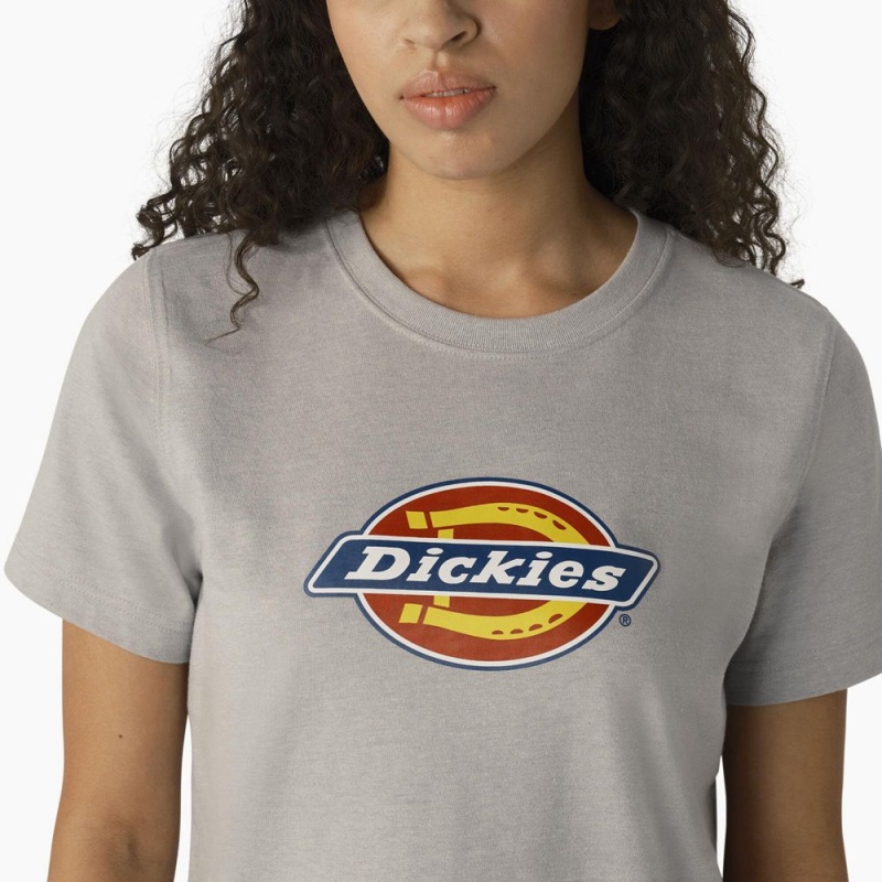 Grey Women's Dickies Heavyweight Logo T-Shirt | GSK216508