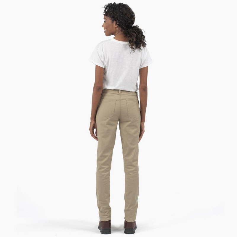 Grey Women's Dickies High Rise Skinny Twill Pants | DYQ482357