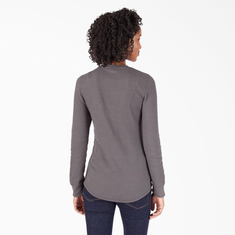 Grey Women's Dickies Long Sleeve Thermal T-Shirt | PLG621489