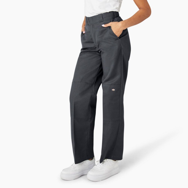 Grey Women's Dickies Loose Fit Double Knee Work Pants | FVN673890