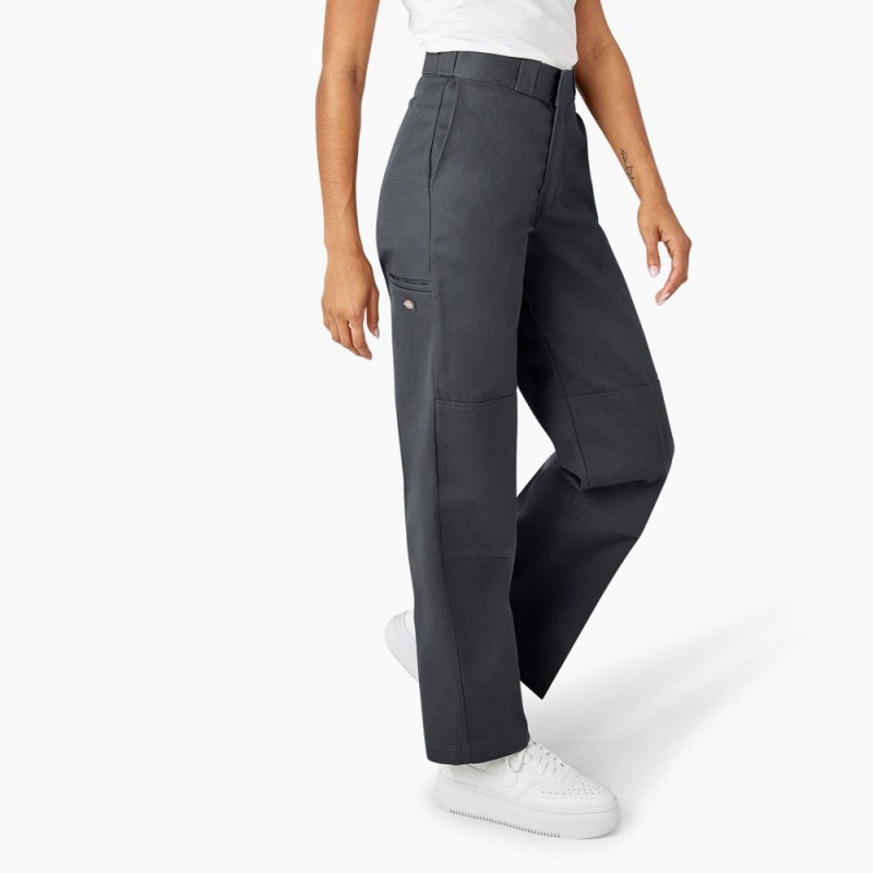 Grey Women's Dickies Loose Fit Double Knee Work Pants | FVN673890