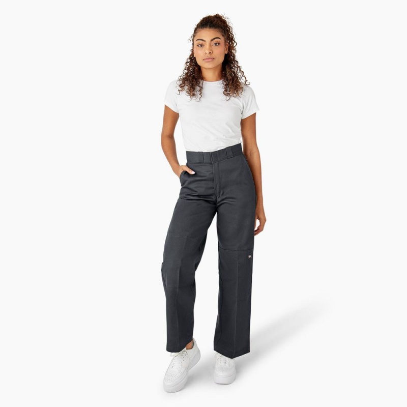 Grey Women's Dickies Loose Fit Double Knee Work Pants | FVN673890