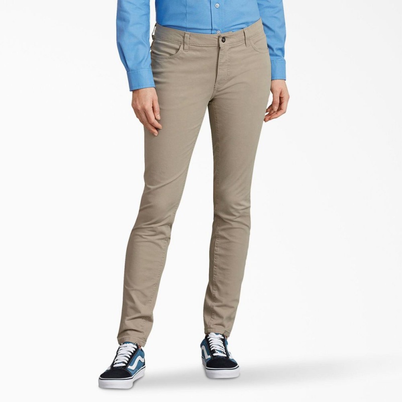 Grey Women\'s Dickies Perfect Shape Skinny Fit Pants | QFM907436