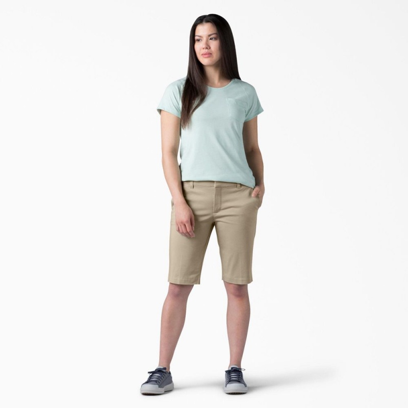 Grey Women's Dickies Perfect Shape Straight Fit Bermuda Shorts | UVH319427