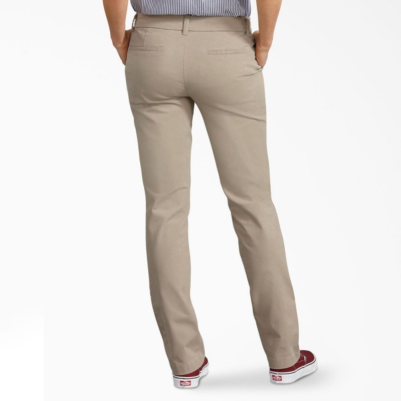 Grey Women's Dickies Perfect Shape Straight Fit Pants | PHD815049