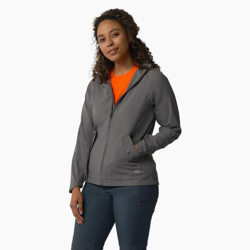 Grey Women's Dickies Performance Hooded Jacket | XAC528963