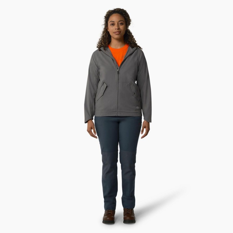 Grey Women's Dickies Performance Hooded Jacket | XAC528963